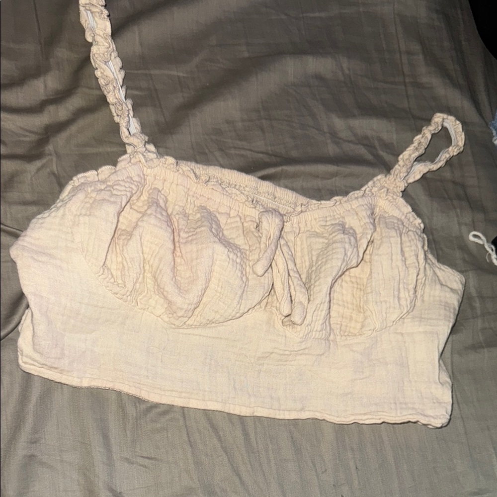 Arizona Jean Company Cream Smocked Tank Top